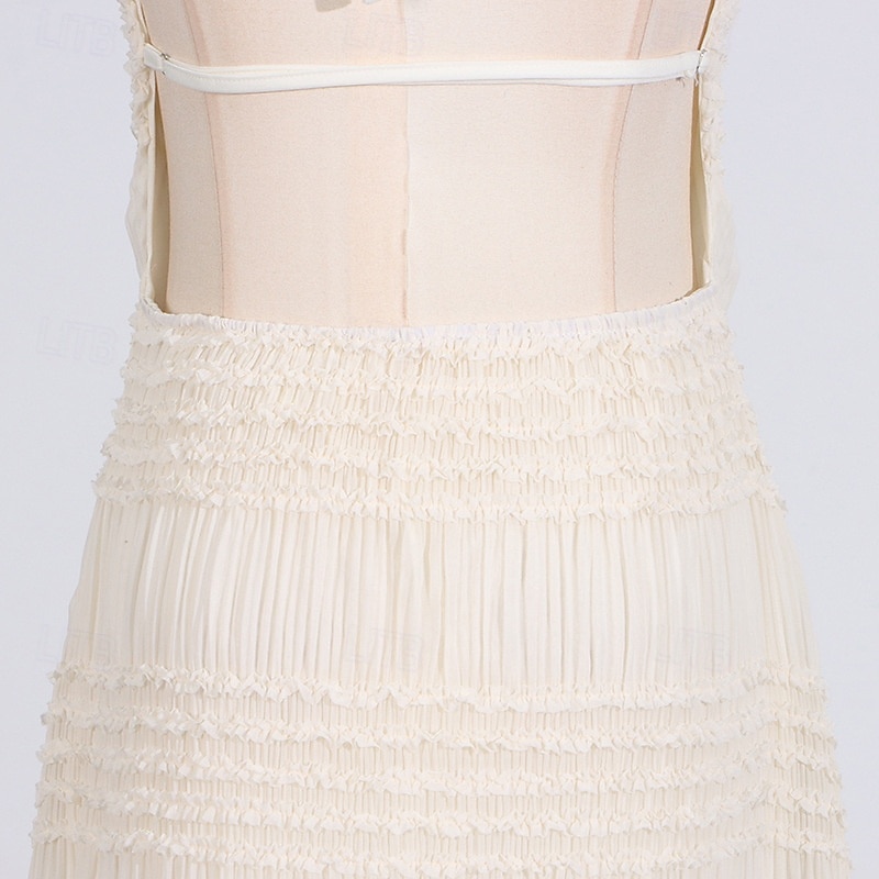 Linea ad A Lunghezza al pavimento Abito Bianco Abiti per invitati a matrimoni Elegante Senza Maniche All'americana Festa in giardino Matrimonio con Arricciato del 2026 a $57.99 –P10