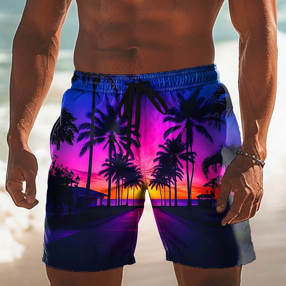 Voor heren Kokosnootboom Natuur & Landschappen Tropische planten Lange zwembroeken Zwemshorts Boardshorts Medium Taille Hawaii Strandvakantie Zijzakken Mesh voering Elastische tailleband met trekkoord 2026 - $20.99 –P3