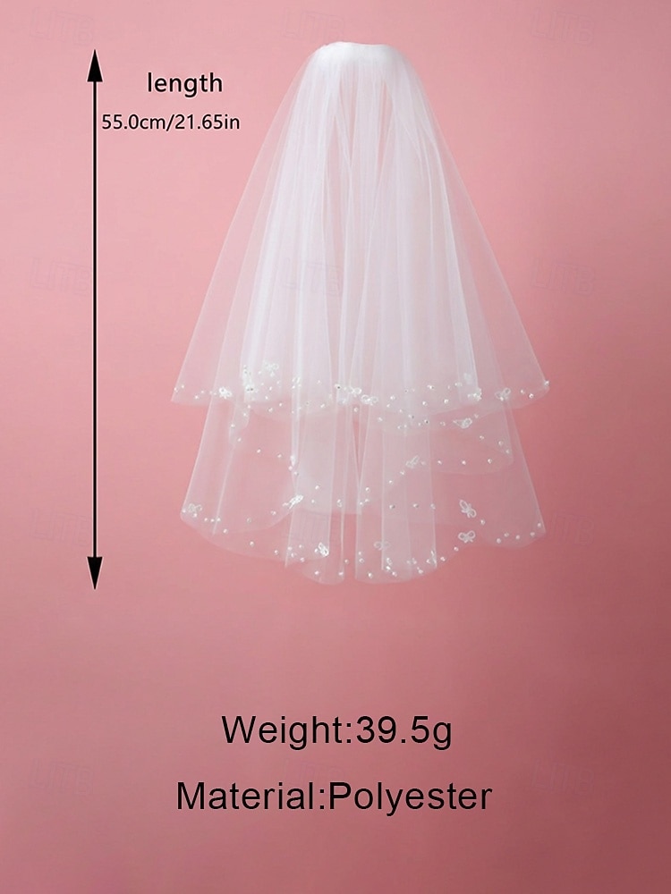 Women's Polyester Tulle Wedding Veil with Butterfly & Pearl Accents, Elegant Layered Design, Lightweight and Soft, Perfect for Brides, Weddings, Receptions & Formal Party Occasions 2026 - $11.99 –P9