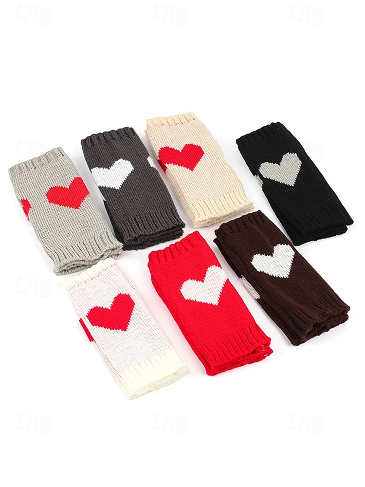 Naisten neulotut kynsikkäät sydänkuviolla, useita värejä, sopivat täydellisesti ystävänpäivään ja syksyn/talven arkikäyttöön 2026 - $9.99 –P4