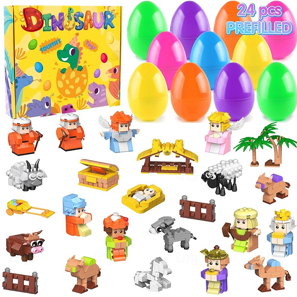 Set de ouă de Paște cu 12/24 de piese, iepure versatil &blocuri de construcție cu animale, activitate creativă de joacă, design jucăuș, jucărie de construcție iepuraș DIY pentru cadouri de petrecere 2026 - $27.99 –P6