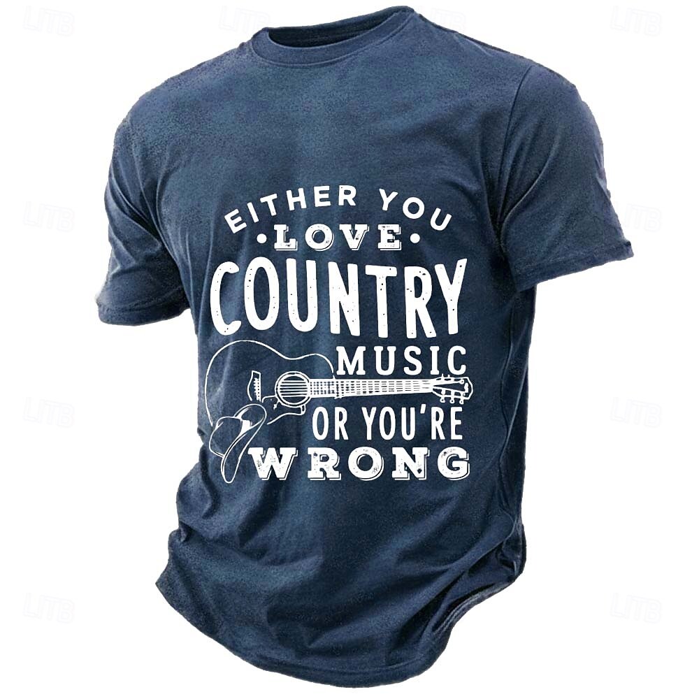 vagy szereted a countryzenét, vagy tévedsz vicces gitáros póló vintage grafikus póló zenekedvelőknek western cowboy kalap dizájn szénszürke ruházat S M L XL XXL XXXL 2026 - $21.99 –P3