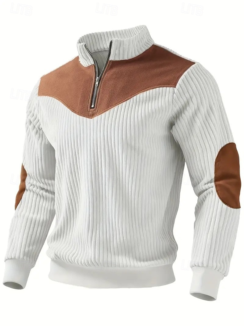 Hombre Polo Camisetas polo Vacaciones Calle Cremallera de un cuarto Manga Larga Moda Básico Bloque de color Retazos Bolsillo Otoño invierno Ajuste regular Negro Blanco Color Caquí Verde Ejército Polo 2026 - $22.99 –P4