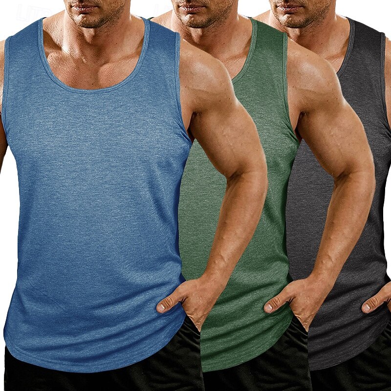 Herr Linne Väst Undertröjor Ärmlös tröja Ärmlös Rundhals Rund halsringning Sommar Alla årstider Slät Mode Grundläggande Klassisk 3 st Slät Ledigt Gym Gata K Topp t-shirt för män 2026 - $39.99 –P2