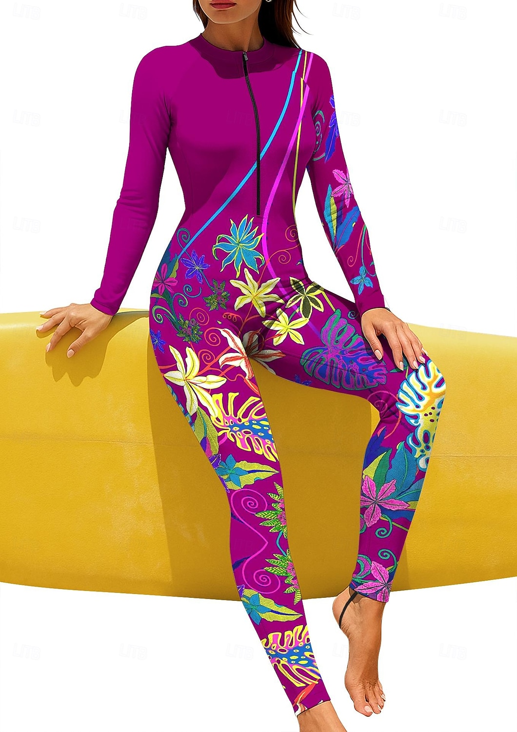 2026年 女性用 レギュラー ラッシュガード フルボディラッシュガード 水着 花 トロピカル風 カラーブロッキング 内蔵ブラ付き フロントファスナー UVサンプロテクション UPF50+ 伸縮性 フルボディー スイムウェア サーフィン カヌー ビーチ 夏  コレクション – $49.99 –P9