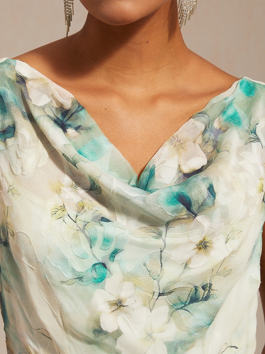 Pentru femei Rochie Maxi Rochii din Șifon Vacanță Zilnic Vacanță Invitat la nunta Floral Fără manșon Glugă Gât Trifoi 2026 - $166.99 –P3