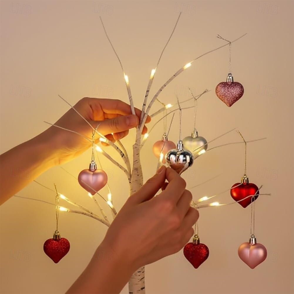 Valentine's Day Decor Lighted Birch Tree with Heart Ornaments, Romantic Heart-Shaped Birch Tree Lamp, Tabletop Artificial Trees Lights for Indoor Decor, Cozy LED Mood Lighting for Home Decor 2026 - $28.99 –P7