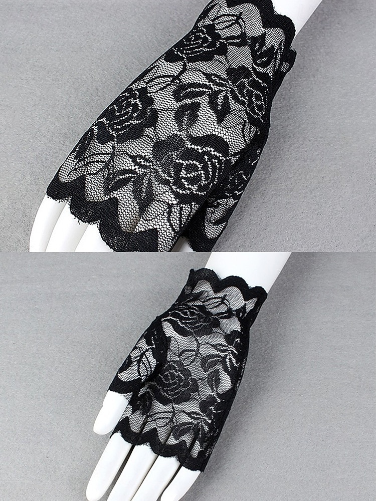 Luvas femininas de renda, confeccionadas em renda de poliéster, disponíveis em diversas cores, perfeitas para casamentos, festas e ocasiões especiais. de 2026 por CLP $7717 –P8
