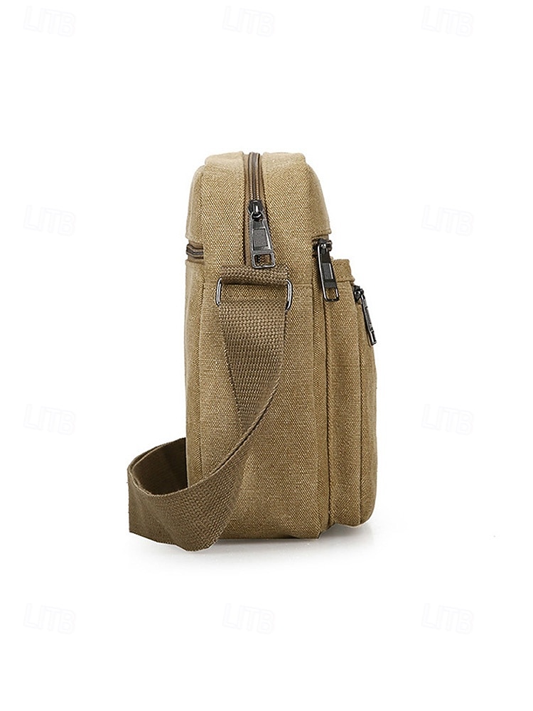 Bolso bandolera de lona para hombre, varios colores, material duradero, ideal para salidas informales, viajes y uso diario. 2026 - $11.99 –P4