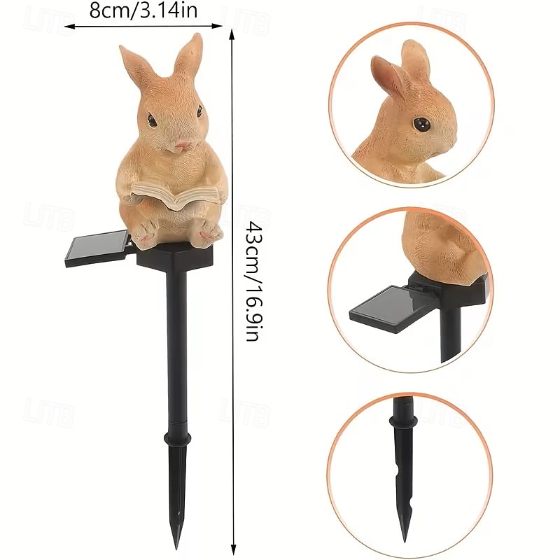 zasilana energią słoneczną żywiczna lampa ogrodowa w kształcie królika, kreatywne światło dla zwierząt, wodoodporna, zewnętrzna, willa, trawnik, ścieżka, dekoracja na przyjęcie wielkanocne 2026 - $23.99 –P4