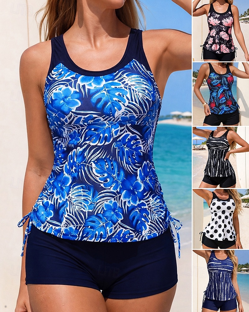 Mujer Traje de baño Tankini 2 Piezas Impreso Boyleg Secado rápido Elástico Sin Mangas Bañadores Traje de baño Surf Playa Natación Verano 2026 - $31.99 –P1