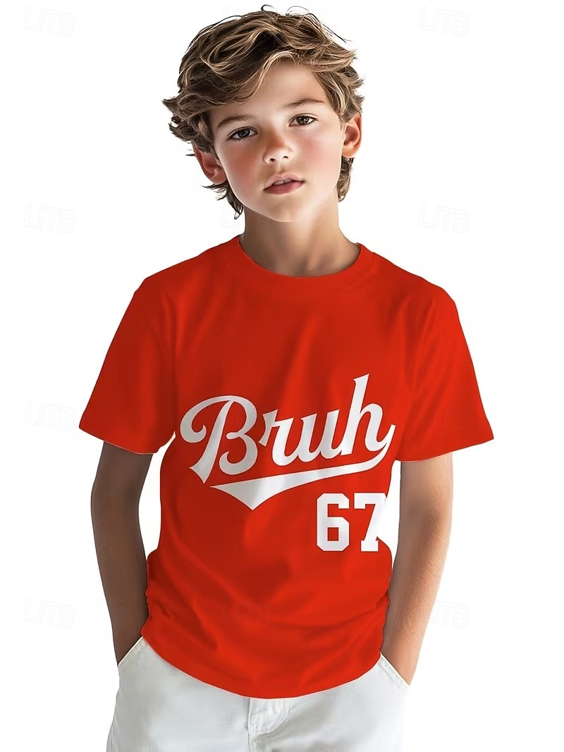 Chico 3D Graphic Jerga divertida 67 Camiseta Manga Corta Impresión 3D Verano Primavera Deportes Moda Ropa de calle Niños 4-12 años Cuello Barco Casual Diario Exterior Ajuste regular 2026 - $13.99 –P6