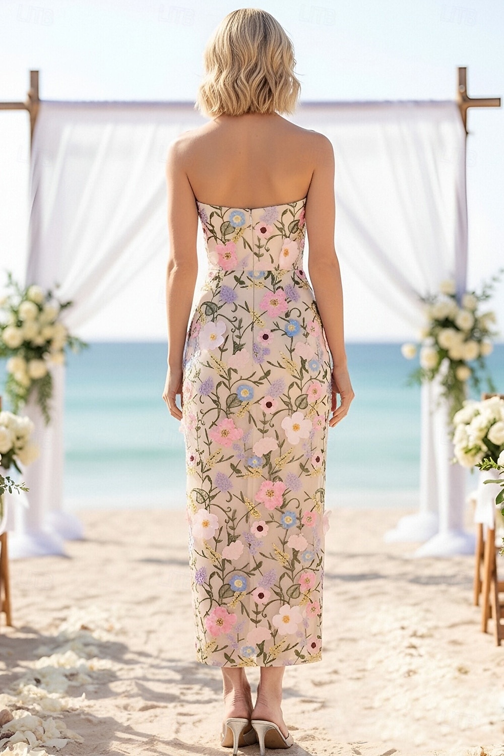 Sheath Column Ankle Length Wedding Guest Dress Wedding Guest Dresses Elegant Sleeveless Strapless Wedding with Embroidered Flower 2026 - $114.99 –P2