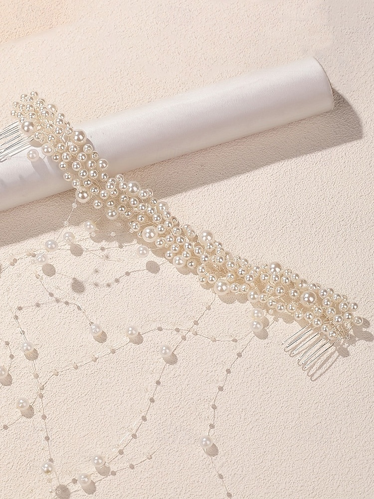 Женское украшение для волос с кисточками из искусственного жемчуга, элегантный свадебный аксессуар для свадеб, идеально подходит для невест. 2026 - $11.99 –P4