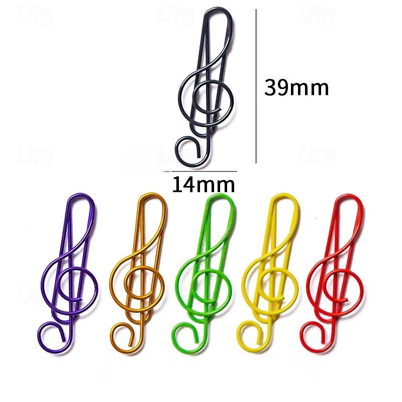 Musikalische, mehrfarbige Metall-Büroklammern, 100 Stück, kreative, notenförmige Büroklammern, Binderclips für Büro- und Schulbedarf 2026 - $16.99 –P4