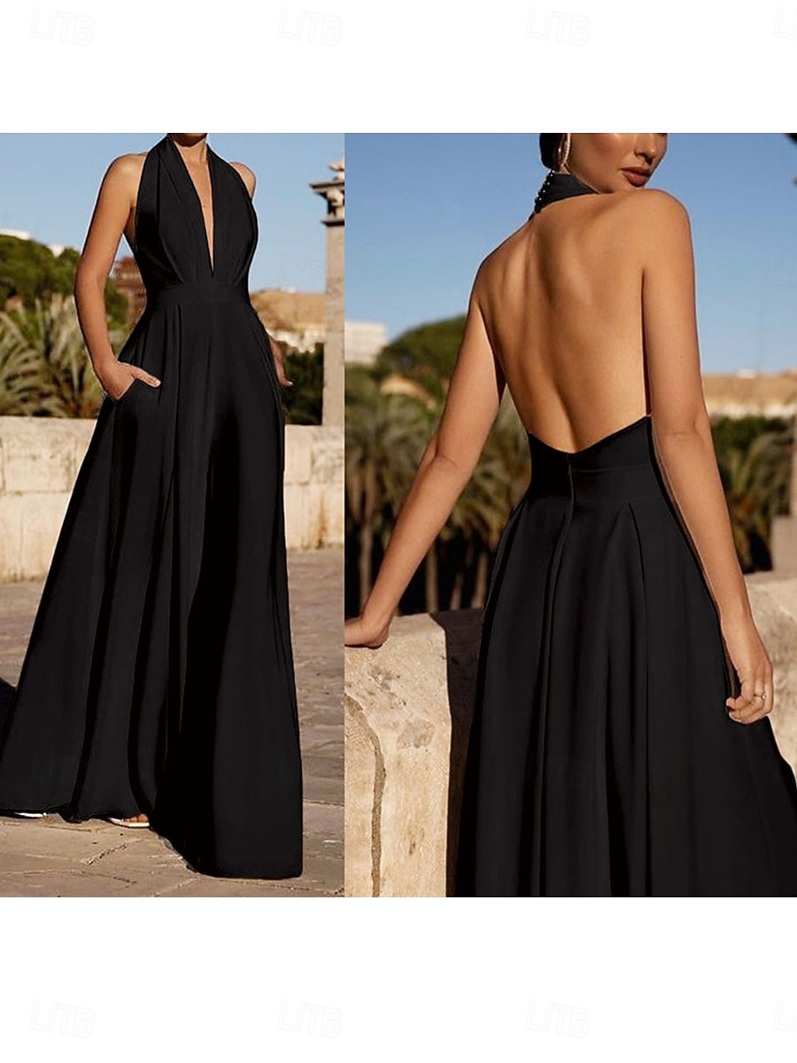 Per donna Normale Tuta Elegante Tinta unica Senza Maniche Gamba larga All'americana Patchwork Tasca Quotidiano Vacanza Vestibilità regolare Nero Bianco Verde militare Estate del 2026 a $54.99 –P2