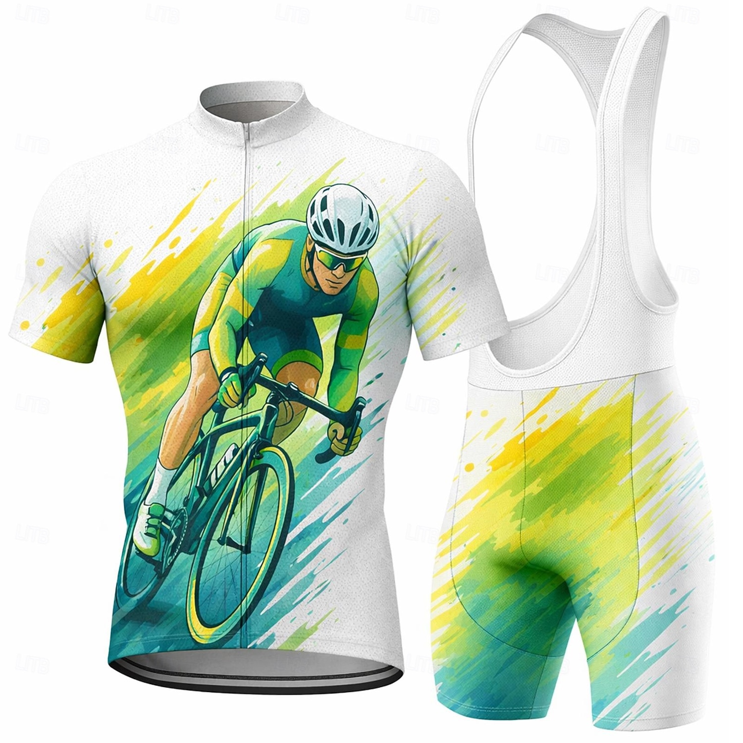 Hombre Maillot de ciclismo con culotte corto con tirantes Conjunto de camiseta de ciclismo Manga Corta MTB Bicicleta Montaña Ciclismo Carretera Verano Azul Marino Azul Naranja Geométrico Letra y 2026 - $49.99 –P6
