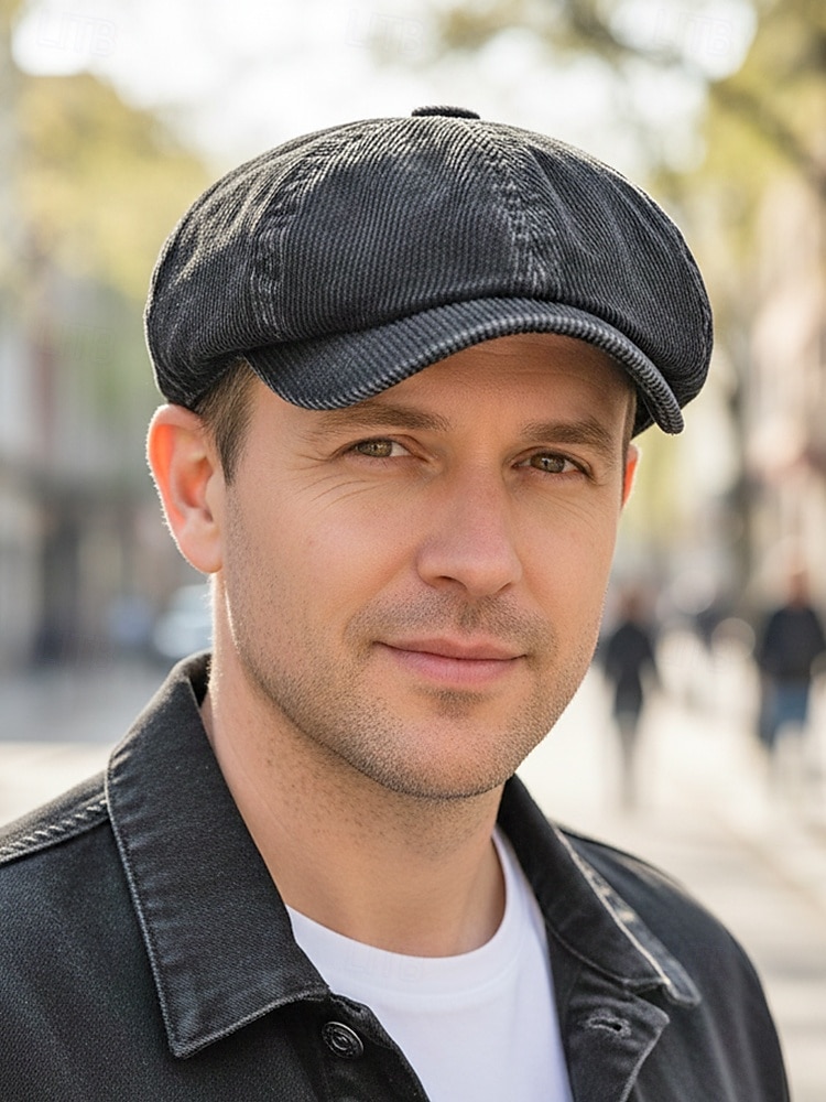 férfi poliészter kordbársony barett sapka – több színben – hétköznapi és hétköznapi viselet 2026 - $14.99 –P2