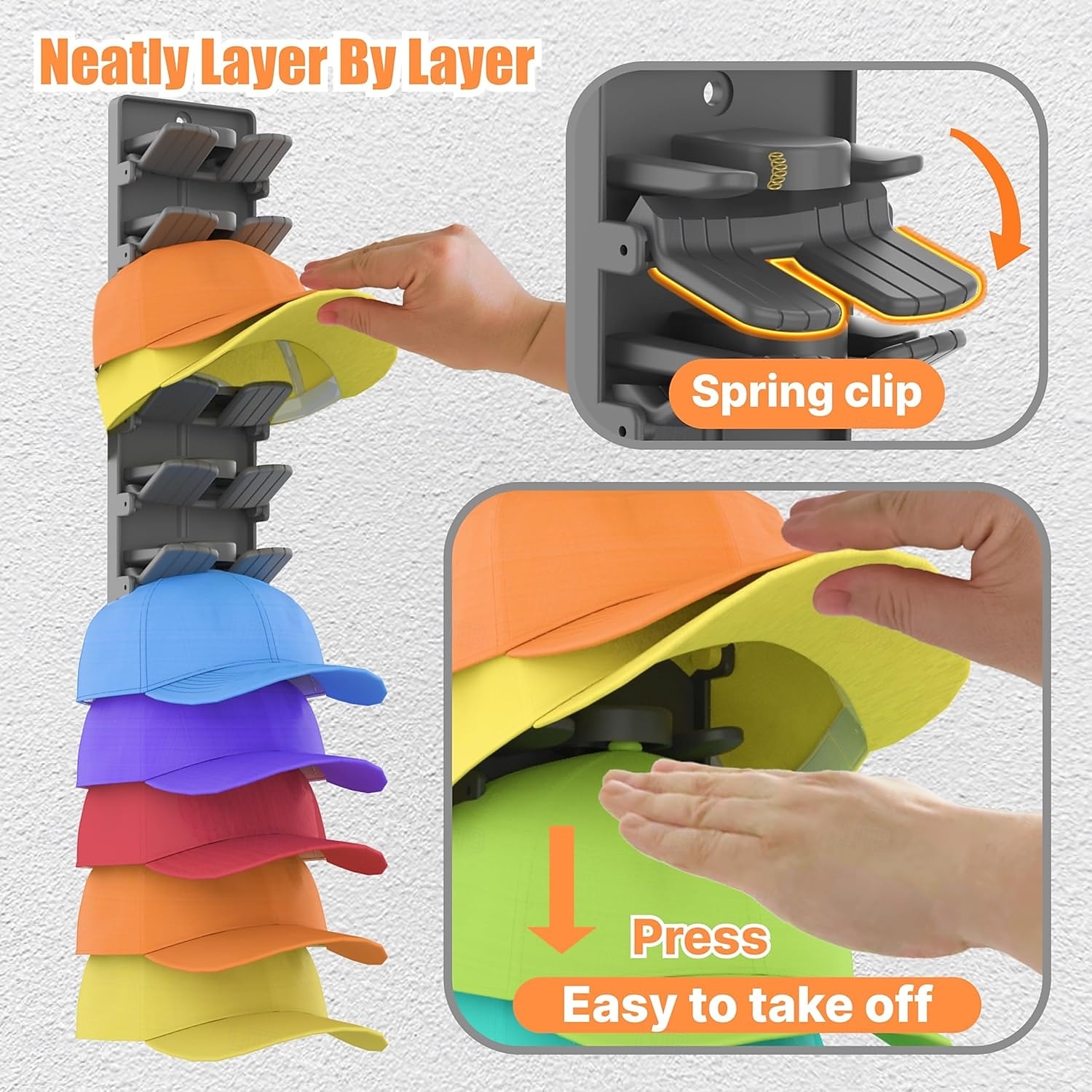 2 confezioni di organizer per cappelli da baseball con clip a molla integrate - supporto per cappelli da armadio con montaggio a parete, contenitore per appendiabiti da porta/armadio (adesivo forte) del 2026 a $27.99 –P4