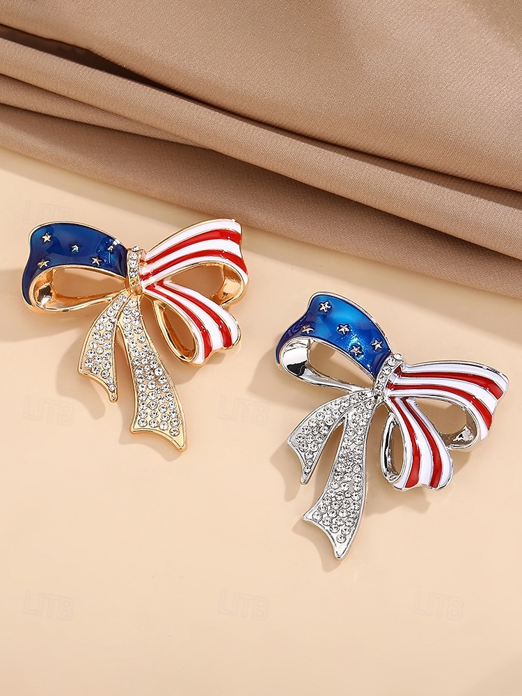 Broche patriote en forme de nœud pour femmes du 250e anniversaire des États-Unis disponible en or et en argent en matériau allié parfait pour les célébrations de l'Amérique et du jour de de 2026 ? $9.99 –P4