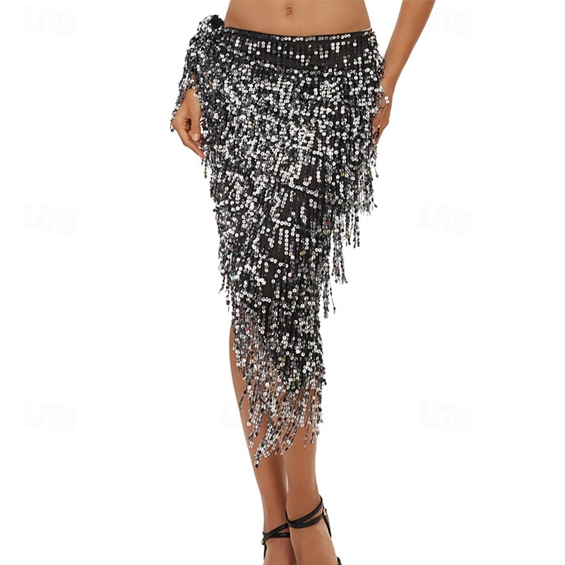 קרנבל 2026 ריו קרנבל בגדי ריקוד סמבה עם נצנצים נוצצים, חצאית מיני עם גדילים, תחפושת הופעה לפסטיבל ברזיל 2026 - $19.99 –P10