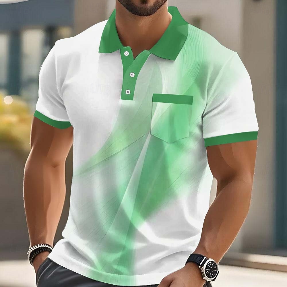 Per uomo Geometrico Polo Manica Corta Magliette polo Camicie con Colletto Business Casual All'aperto Athleisure Abbigliamento quotidiano Stampa 3D Bottoni Estate Primavera Blu Rosso Viola del 2026 a $22.99 –P2