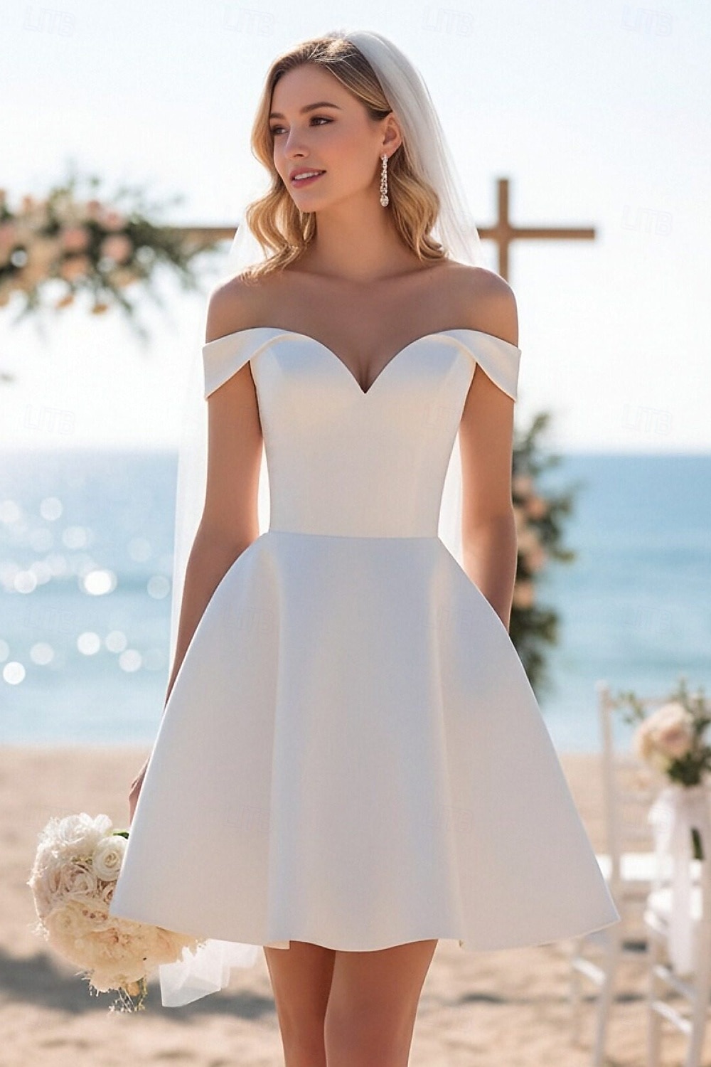 A-linje Sjöjungfru trumpet Kort mini Satängklänning Hemkomstklänning Bröllopsklänningar Brudklänningar Brudklänning Liten vit klänning Ärmlös Hjärtformad urringning Bröllop Gradering Satäng med 2026 - $109.99 –P1