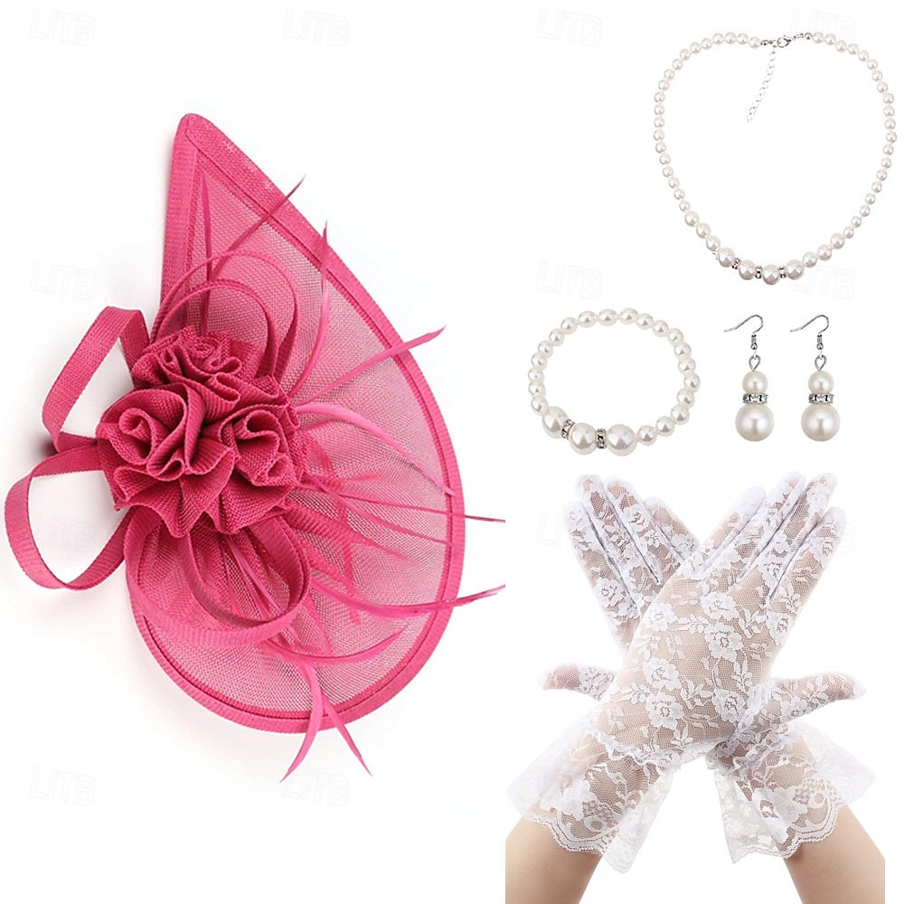 Derby Guanti Collana Cappello Fascinator Gentildonna Costume Per donna Mascherata Ascot Festival delle corse di cavalli Adulti Copricapo del 2026 a $31.99 –P3