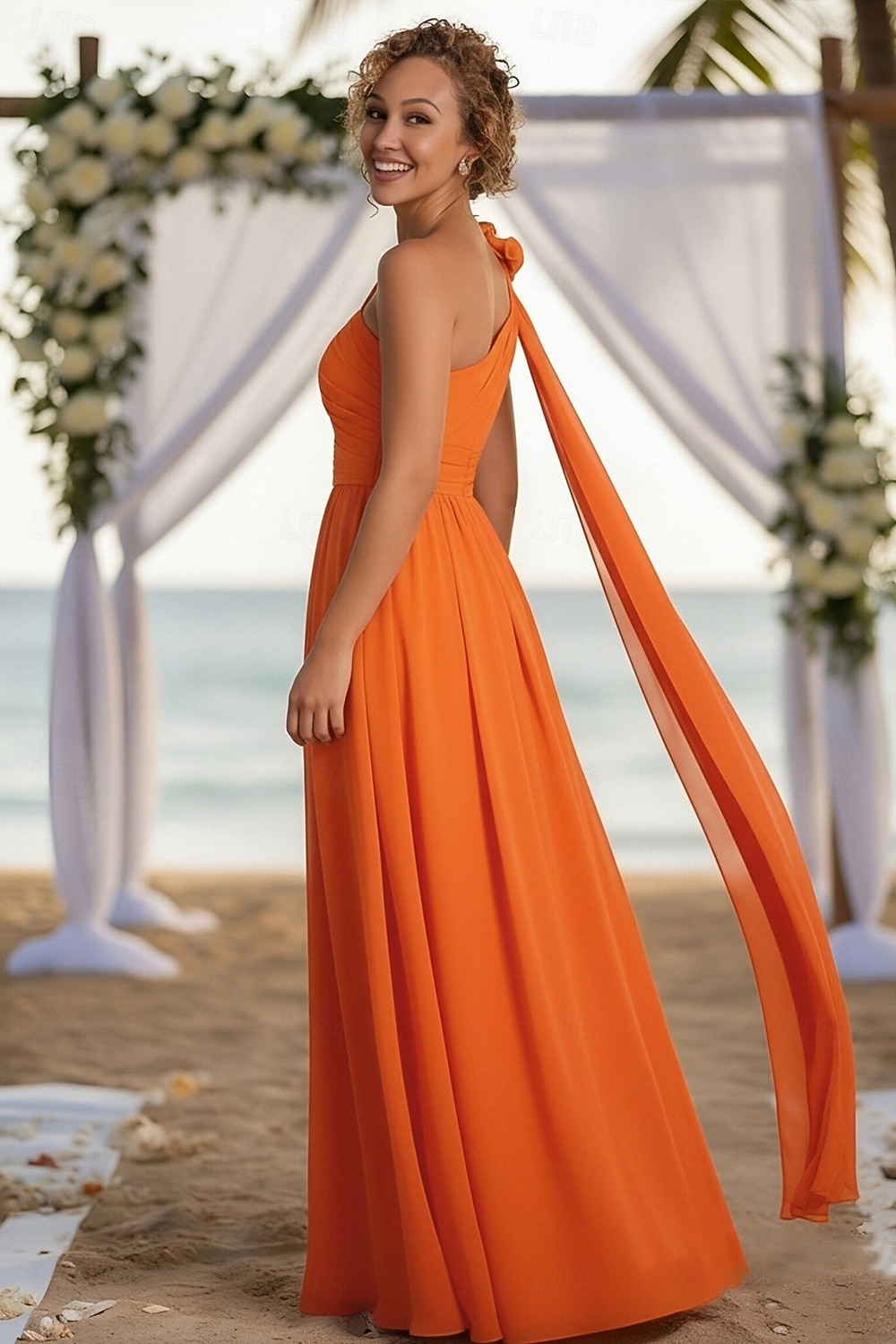 Tubinho Longo Vestido de convidada de casamento Vestido Envelope Vestido de noite Vestido Para Mãe dos Noivos Sem Manga Assimétrico Elegante Vintage Noite Formal Festa de Casamento com Flores 3D de 2026 por $149.99 –P2