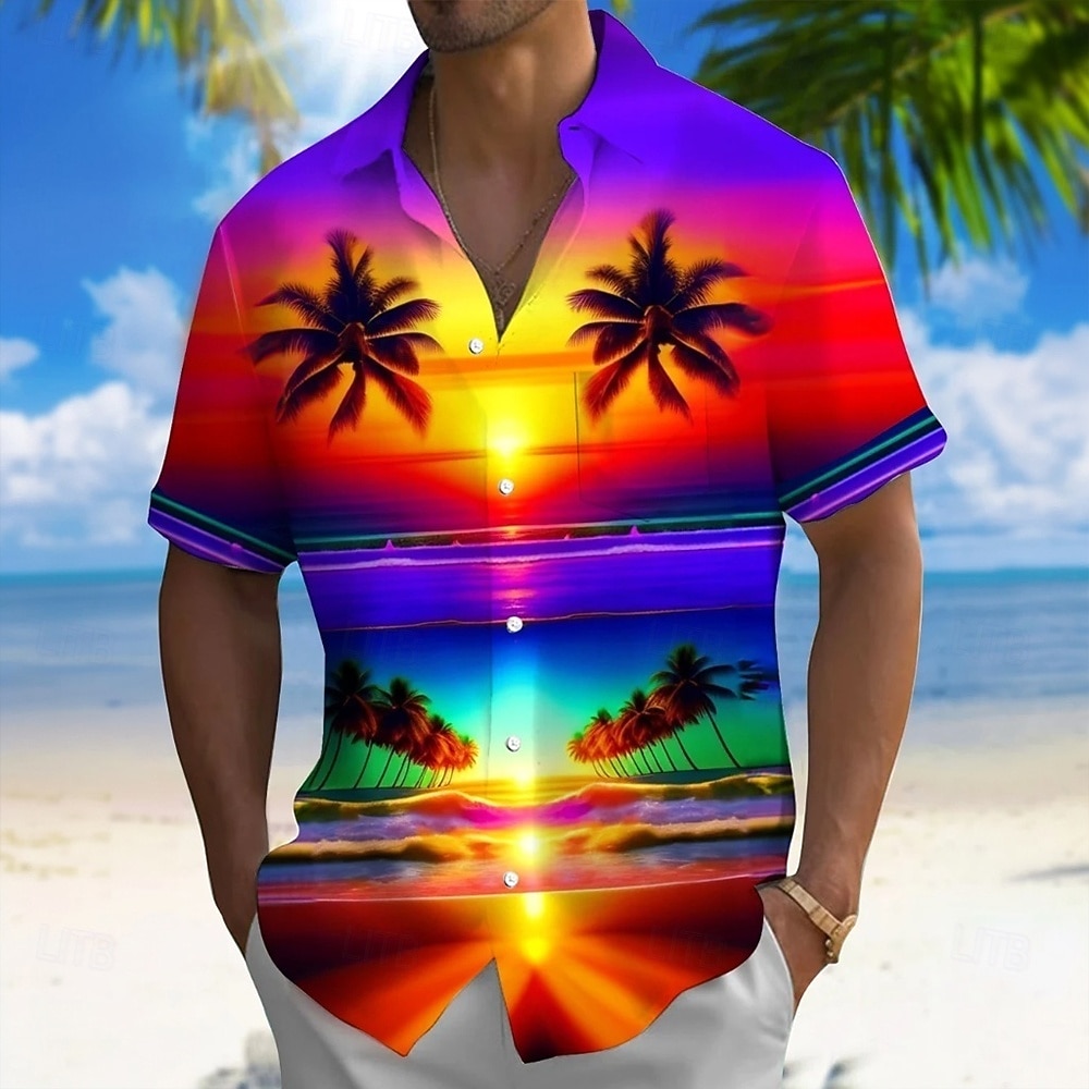 Homme Cocotier Nature et paysages Plantes Tropicales Chemise hawaïenne Chemise Boutonnée Chemise Aloha Manche Courte Hawaïen Occasionnel Vacances Été Printemps Col Rabattu Impression 3D chemises de 2026 ? $25.99 –P1