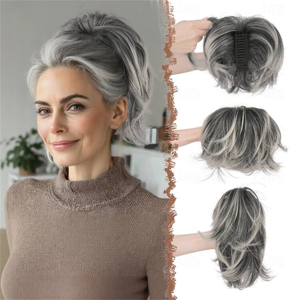 Chignons كعكة الشعر ذيل حصان مع مخلب شعر مستعار صناعي قطعة الشعر إطالة الشعر مجعد مناسب للبس اليومي مناسب للحفلات الحفلات و المساء أسود بني متوسط بني غامق 2026 - $14.49 –P1