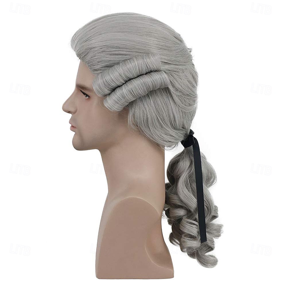 Peruca longa e ondulada cinza, estilo colonial, para fantasias e festas. de 2026 por $23.99 –P1