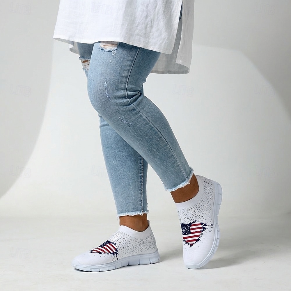 Women's USA Flag Graphic Slip-On Sneakers - Cushioned Breathable Athletic Shoes, Patriotic Sport Casual Style for Parades, USA, Travel & Daily Wear 2026 - $32.99 –P2