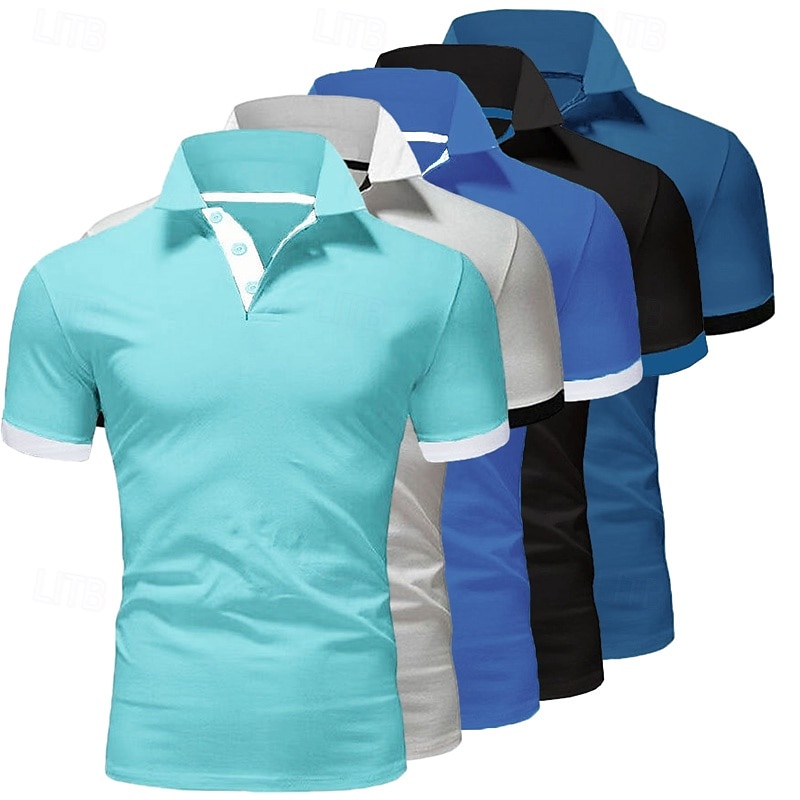 Per uomo Polo Maglia da golf Casuale Sportivo Classico Manica Corta Essenziale Tinta unica Semplice 5 pezzi Confezione multipla Estate Primavera Tutte le stagioni Vestibilità aderente 1 2 3 4 5 6 Polo del 2026 a $58.99 –P9
