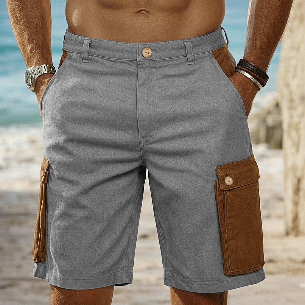 Homme Shorts cargo Shorts Shorts en Lin Shorts d'été Patchwork Avec Poches Bloc de Couleur Couleur Pleine Confort Respirant Court Occasionnel Quotidien Extérieur Mode Designer Vert Kaki Non Elastique de 2026 ? $25.99 –P14