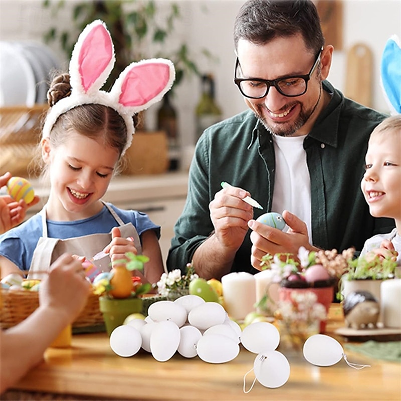 25-Piece White Easter Egg Painting Kit Blank Eggs for Coloring, Includes Strings, Tools, Gem Stickers, Hanging Rope, Perfect for Adult Easter Crafts Parties, Handmade Activities, and Decorations 2026 - $20.99 –P5