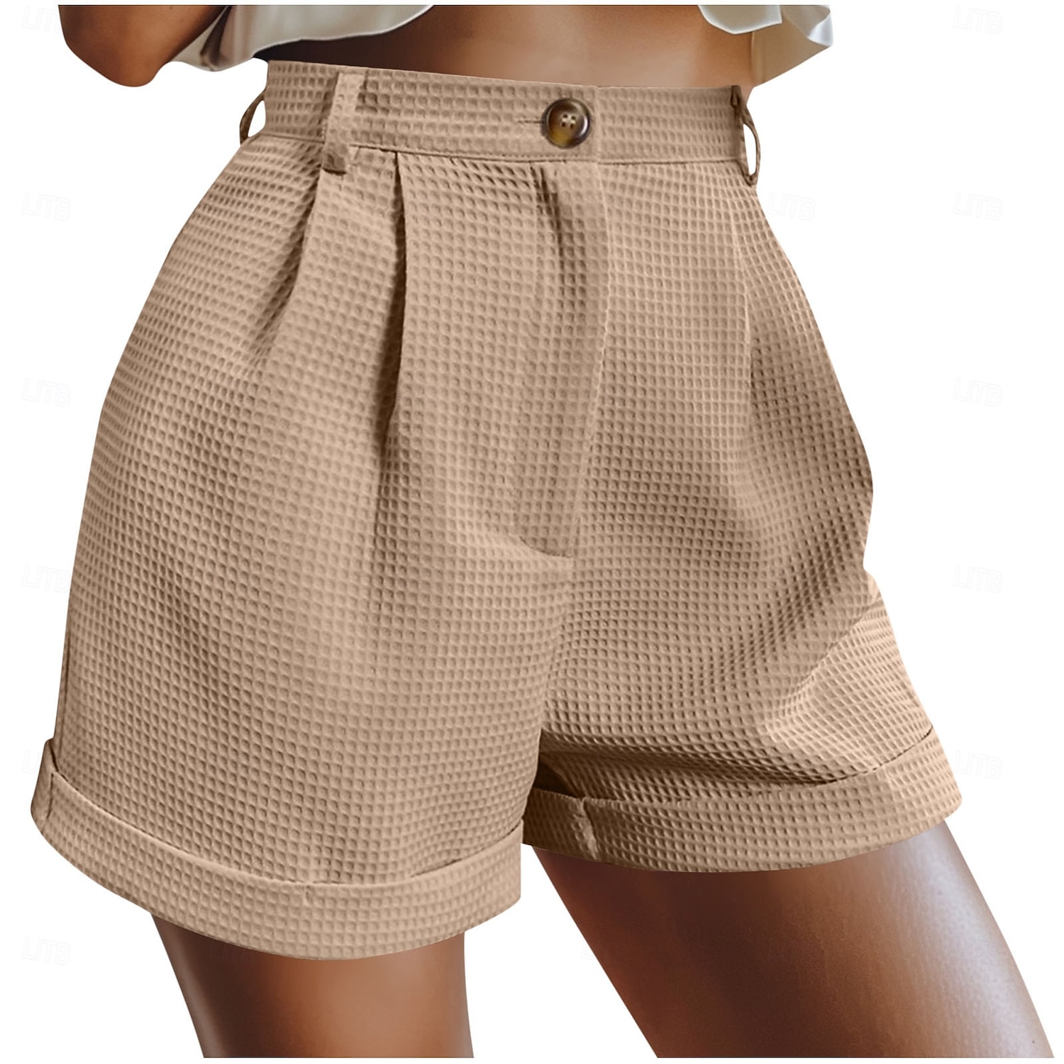 Dam Våffelshorts Shorts Sommarshorts Casual shorts Semester Mode Streetwear Kort Hög midja Slät Ficka Elastisk midja Komfort Mjuk Bekväm Microelastisk Utomhus Gata Helgdag Svart Grön Kaki Armégrön 2026 - $21.99 –P2
