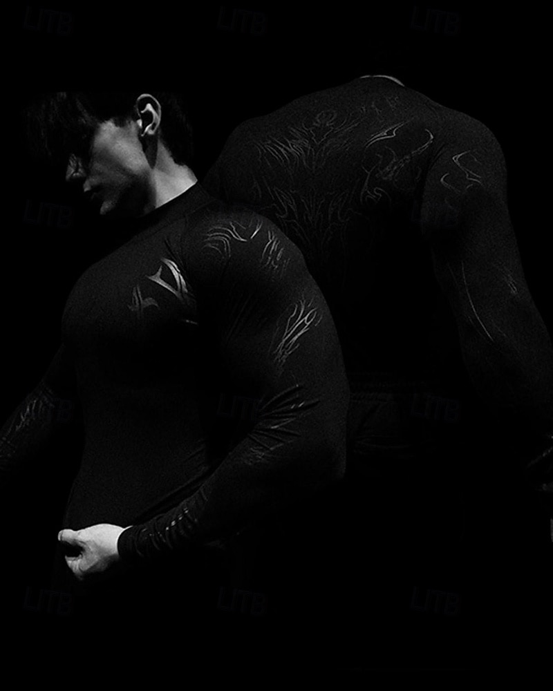 Ανδρικά Αφηρημένο Tricou de Alergat Μπλούζα συμπίεσης Άνοιξη Φθινόπωρο Μακρυμάνικο Γρήγορο Στέγνωμα Συμπίεση Ύγρανση Γυμναστήριο προπόνηση Ενεργή εκπαίδευση Ασκηση Θαλασσί Μαύρο Λευκό ΑΘΛΗΤΙΚΑ ΡΟΥΧΑ 2026 - $27.99 –P4