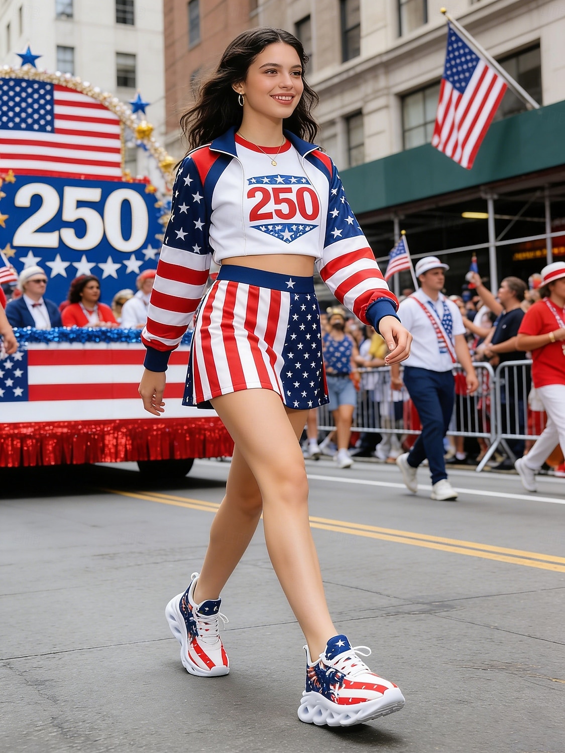 Tenisówki damskie z wydrukiem flagi USA i orła na 250-lecie Stanów Zjednoczonych z motywem fajerwerków patriotyczne buty na Dzień Niepodległości parady festiwale wydarzenia sportowe i codzienne 2026 - $32.99 –P9