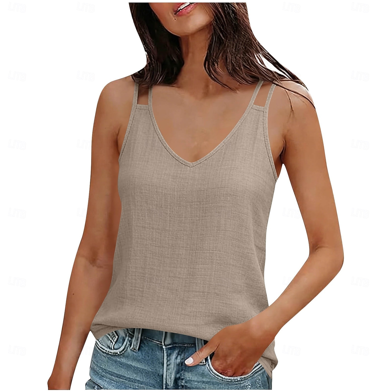 Női Nyári felsők Zsinór Tömör szín Elegáns Tropikus Napi Ujjatlan Ujjatlan V-alakú Normál felsők Napi Munka Szabadság Fűzöld Fekete Fehér Világoszöld Rubin Nyár Tavasz Ősz 2026 - $16.99 –P5