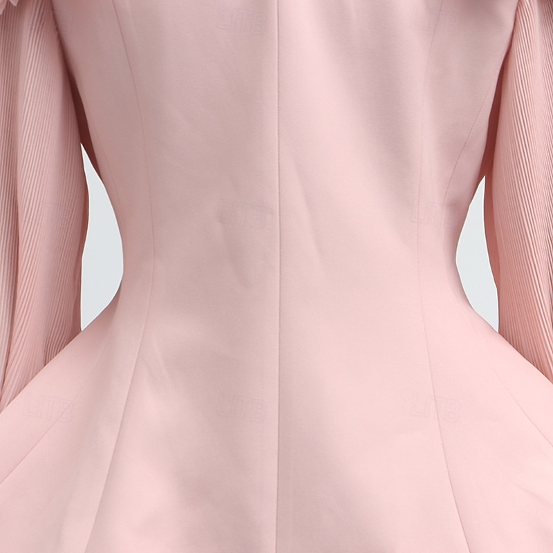 Zweiteilig A-Linie Knöchellänge Kleid für Hochzeitsgäste Kleider für Hochzeitsgäste Elegant Vintage Täglich Langarm Revers Gartenparty Hochzeit mit 3D-Blumen Falten 2026 - $137.99 –P20
