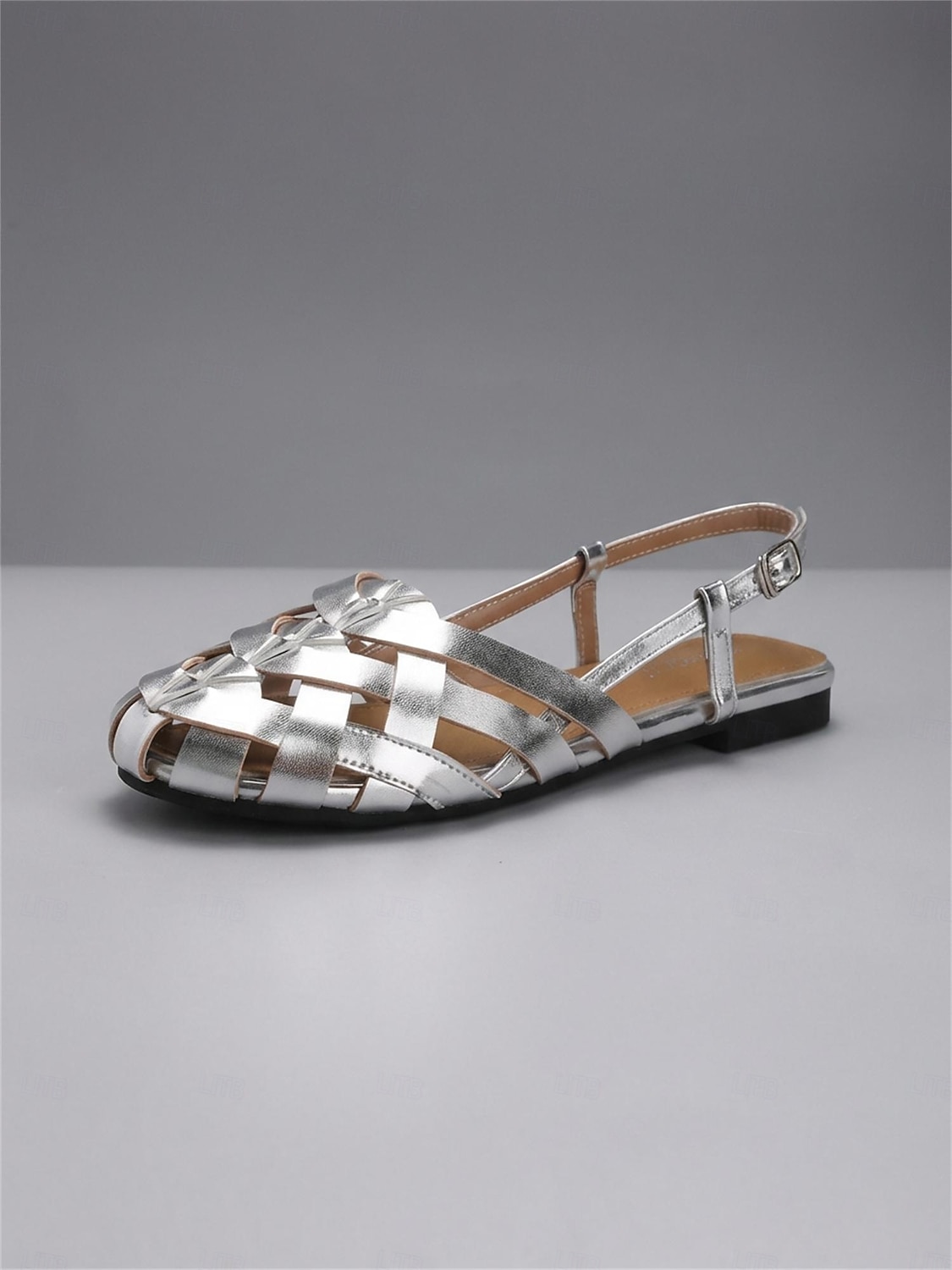 Sandalias de pescador de charol tejido color nude para mujer: elegantes sandalias de estilo tropical, transpirables y con tira trasera para cruceros de lujo y excursiones en tierra en verano. 2026 - $32.99 –P6