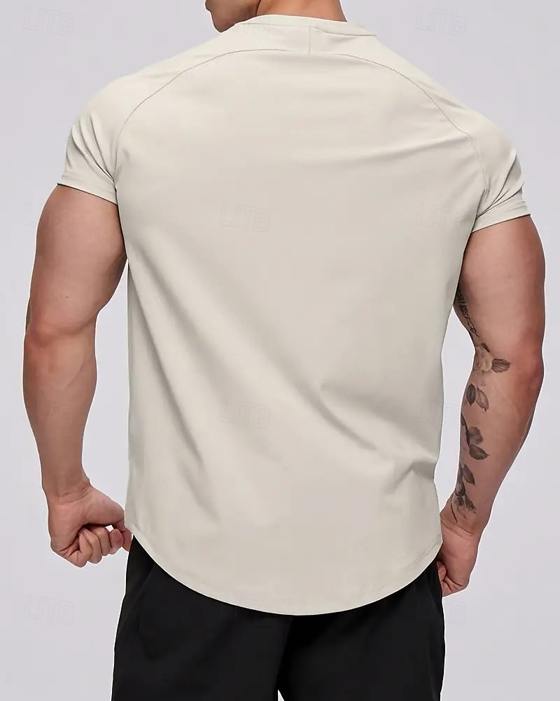 Ανδρικά Μονόχρωμο Tricou de Alergat Μπλούζα συμπίεσης Καλοκαίρι Άνοιξη Φθινόπωρο Κοντομάνικο Γρήγορο Στέγνωμα Συμπίεση Ύγρανση Γυμναστήριο προπόνηση Ενεργή εκπαίδευση Ασκηση Θαλασσί Μαύρο Μπεζ 2026 - $20.99 –P3