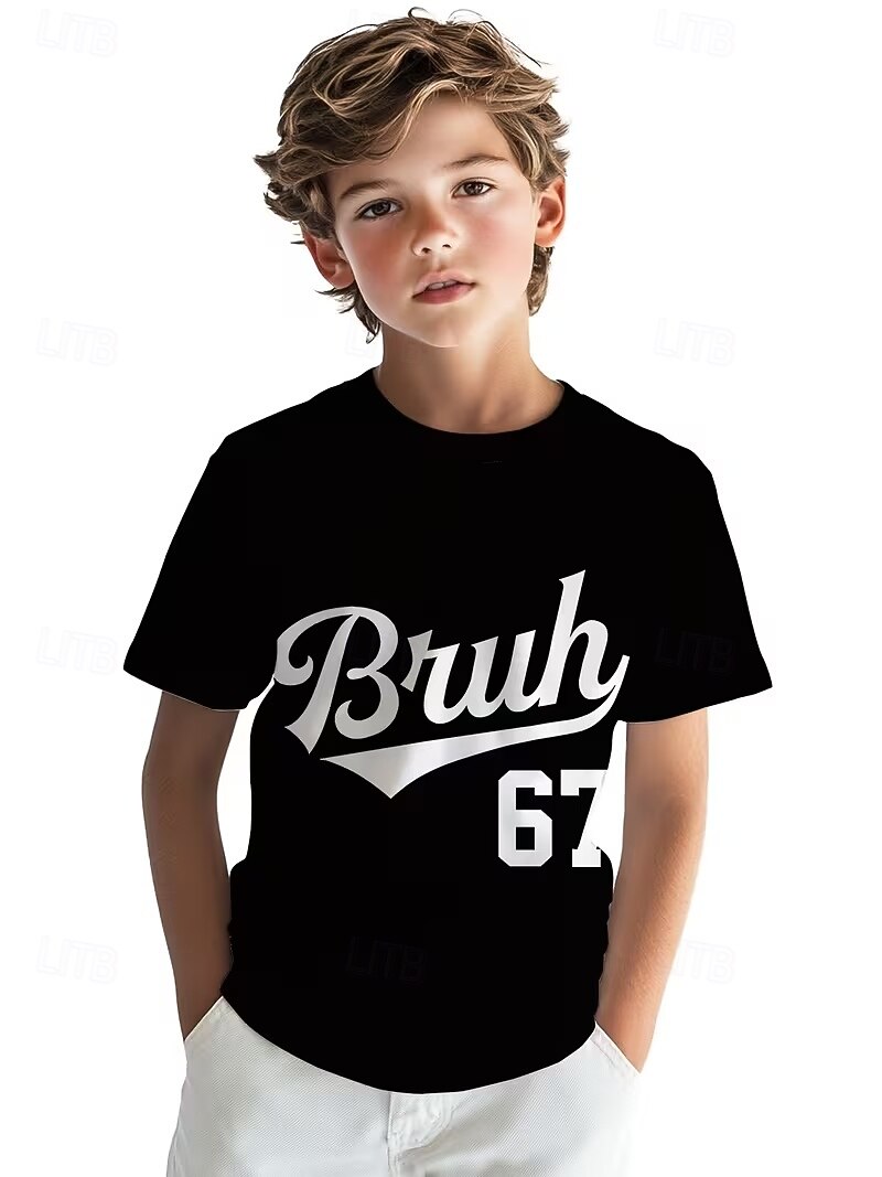 Chico 3D Graphic Jerga divertida 67 Camiseta Manga Corta Impresión 3D Verano Primavera Deportes Moda Ropa de calle Niños 4-12 años Cuello Barco Casual Diario Exterior Ajuste regular 2026 - $13.99 –P5