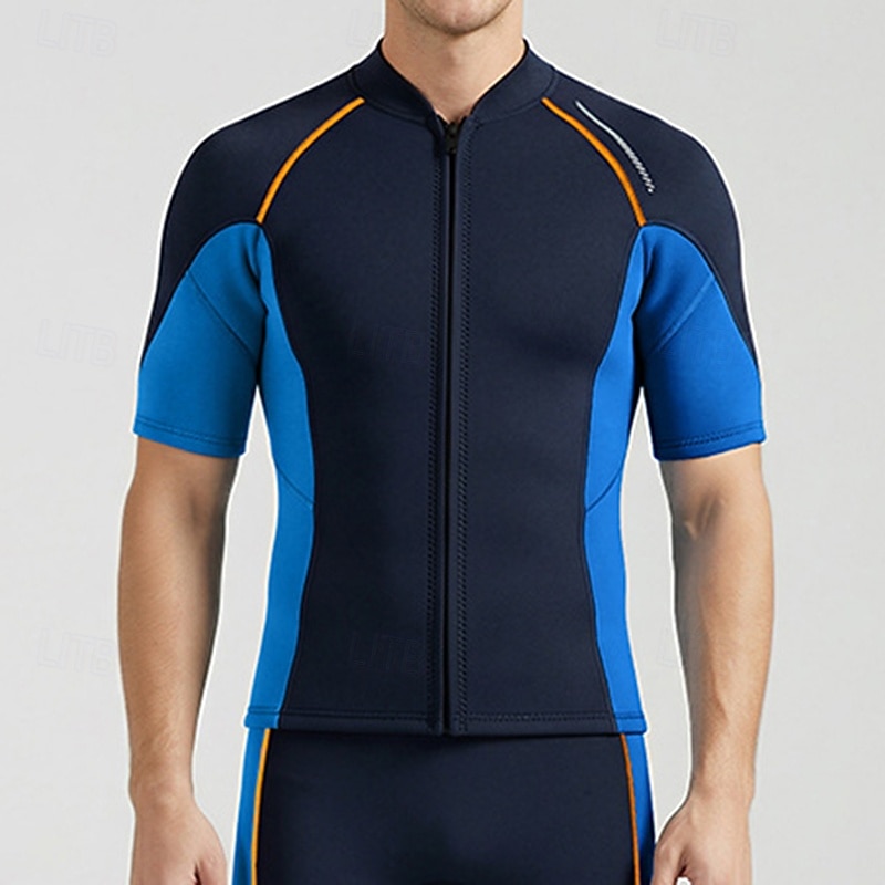 Pánské Střední 1,5mm neoprenový vrchní díl neoprenového obleku Termo overal na celé tělo Vrchní díl potápěčského obleku Blokování barev Termální Zahuštěný UV ochrana Krátký rukáv Plavky Vrchní část 2026 - $36.99 –P5