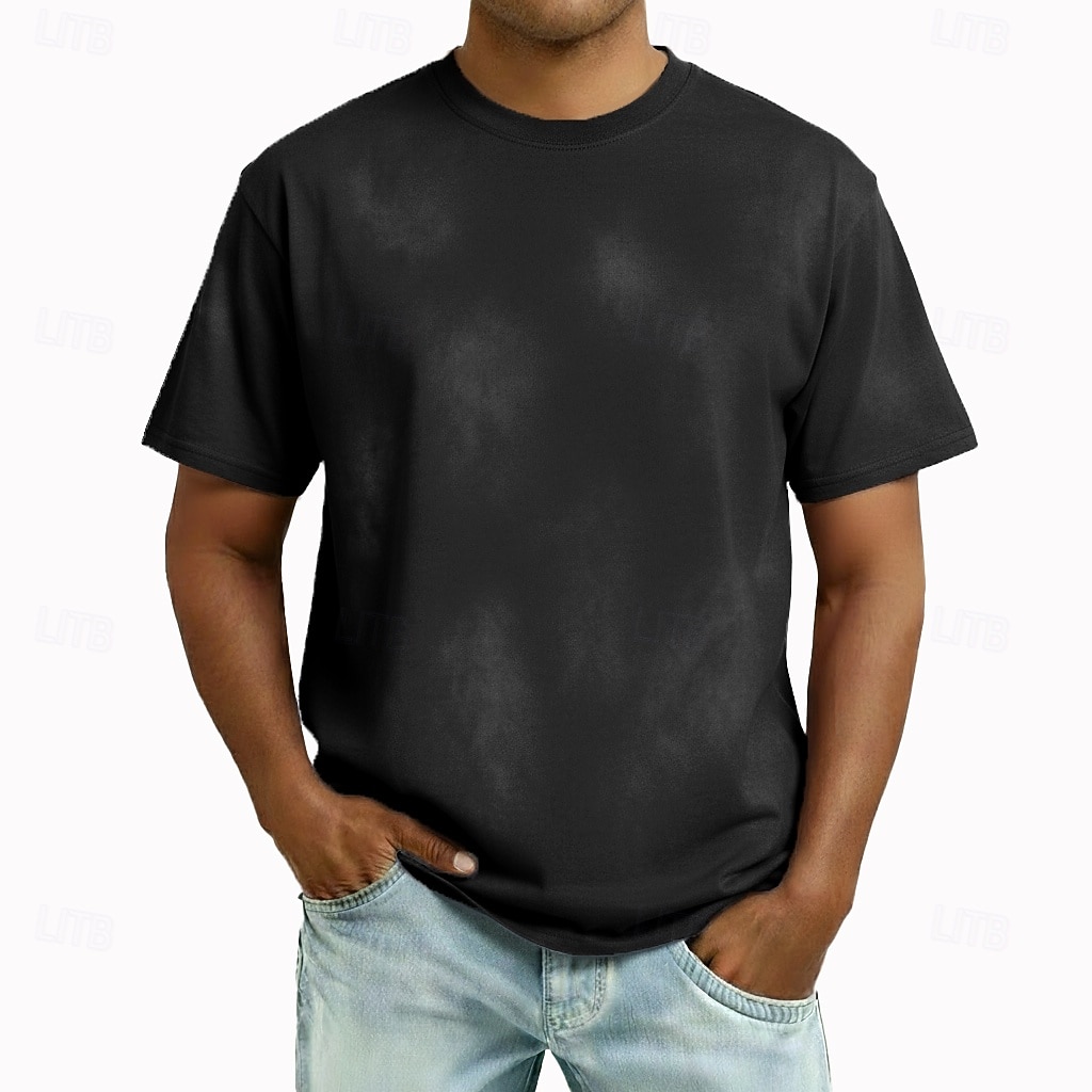 Men's T Shirt 100% Cotton Acid Wash Shirt Tee Top Short Sleeves Crew Neck Summer Spring Plain Fashion Designer Basic Garment Dyed Plain Vacation Street Going out Blue Black Pink Top Tee for Men 2026 - $32.99 –P4