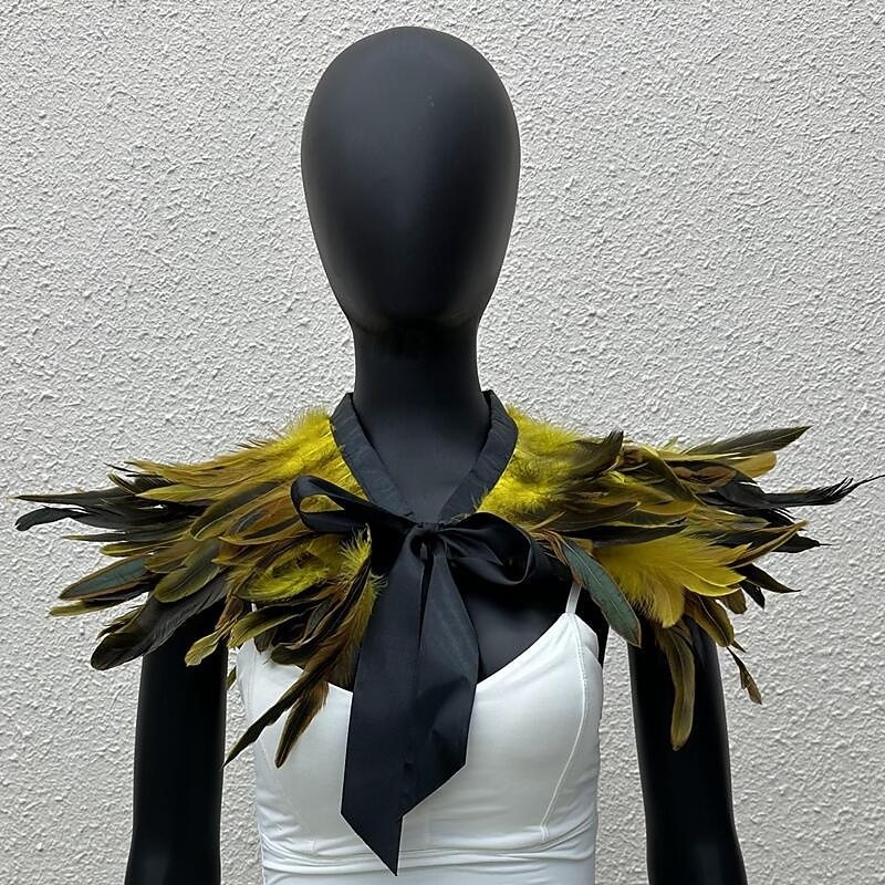 Carnival 2026 Rio Carnival Samba Accessories Women's Black Feather Cape Shawl with Satin Ribbon Tie Brazil Festival Performance Costume 2026 - $20.99 –P2