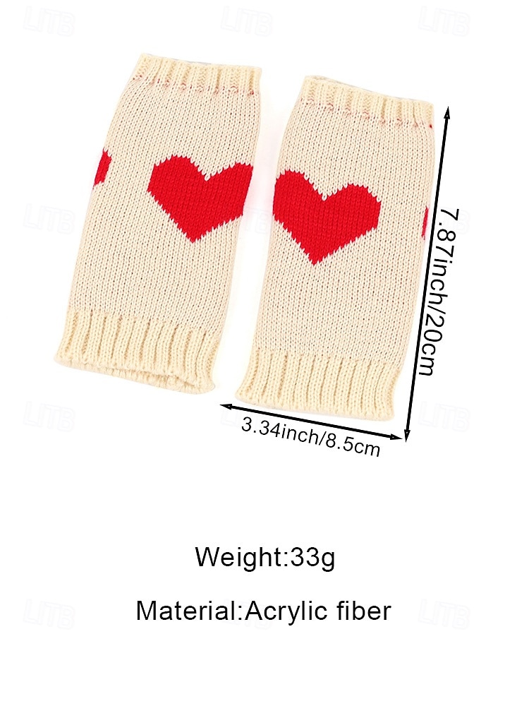 Gebreide vingerloze dameshandschoenen met hartjesdesign, verkrijgbaar in diverse kleuren, ideaal voor Valentijnsdag en dagelijks gebruik in de herfst/winter. 2026 - $9.99 –P9
