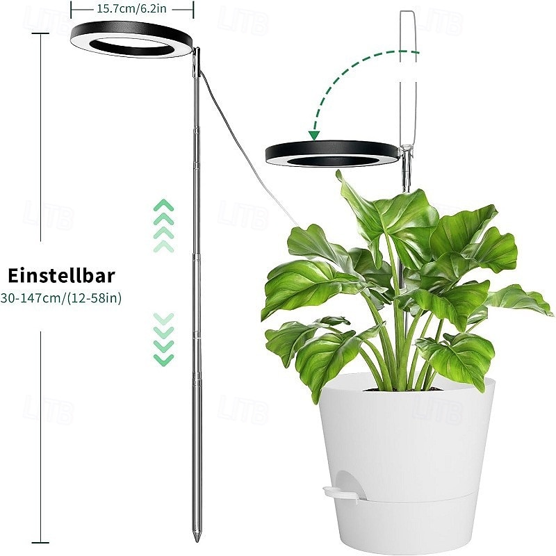 LED Full Spectrum 6-Inch Angel Ring Plant Grow Light, Adjustable Desktop Sunlight for Indoor Plants, Desk or Ground Base Options, Home Garden Supplemental Light for Potted Plants 2026 - $20.99 –P3