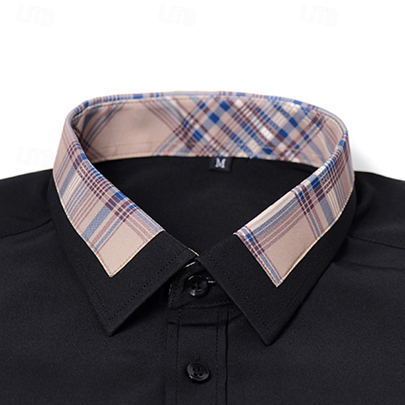 Men's Shirt Dress Shirt Non Iron Shirt Button Up Shirt Color Block Business Wedding Navy Blue Long Sleeve Turndown All Seasons Clothing Apparel Patchwork 2026 - $29.99 –P16